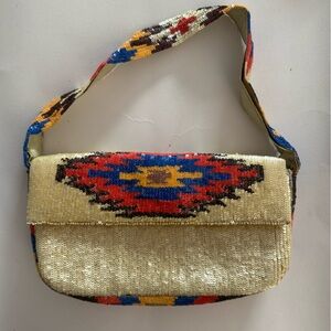 Beaded sequin baguette bag